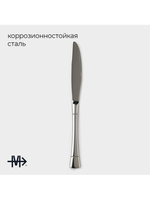 Набор ножей столовых Magistro «Виконт», длина 24 см, набор 6 шт., нержавеющая сталь, серебристый