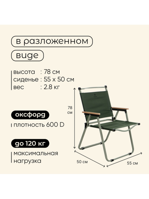 Кресло складное maclay, 55×50×78 см, до 120 кг, зелёное