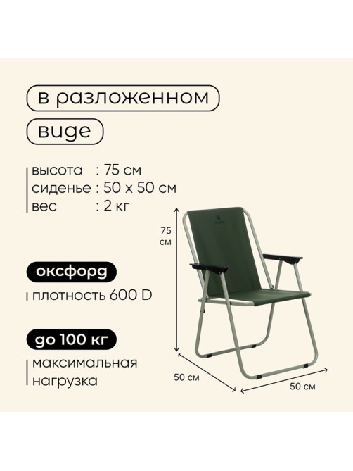 Кресло складное maclay, 50×50×75 см, до 100 кг, зелёное