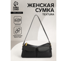 Сумка женская багет TEXTURA на молнии, 27×8×13 см, тёмно-серая