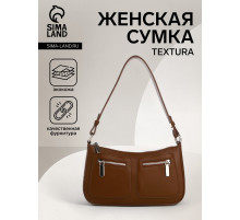 Сумка женская багет TEXTURA на молнии, 21×6×13 см, коричневая