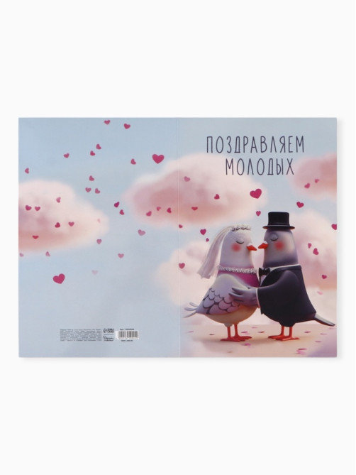 Открытка поздравительная с карманом для денег «Свадьба», голуби, 19×29 см