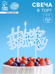 Свеча для торта «Happy Birthday» 8.5×5 см