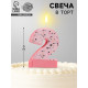 Свеча для торта «Мозаика», цифра 2, розовый