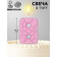 Свеча для торта «Цифра 8», светло-розовая