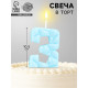 Свеча для торта «Цифра 3», голубая