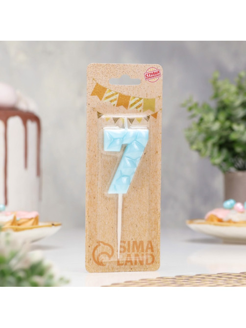 Свеча для торта «Цифра 7», голубая