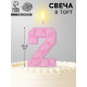 Свеча для торта «Цифра 2», светло-розовая