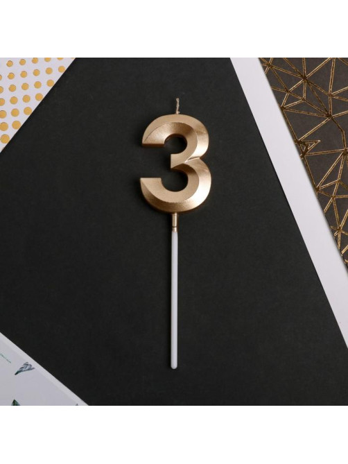 Свеча для торта, цифра «3», 11.5×2.3 см