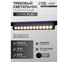 Трековый светильник FTL-005, серия Flat, поворотный, 12 Вт, 48 В, 3000К, 230 мм, чёрный, свечение тёплое белое