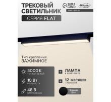 Трековый светильник FTL-001, серия Flat, 10 Вт, 48 В, 3000К, IP20, 300 мм, чёрный, свечение тёплое белое