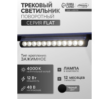 Трековый светильник FTL-005, серия Flat, поворотный, 12 Вт, 48 В, 4000К, 230 мм, чёрный, свечение нейтральное белое