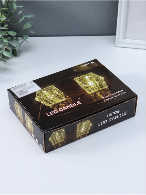 Светодиодная свеча LED - ночник RISALUX «В кубе», 3×LR1130, прозрачный, 4.7×4.7×4.7 см
