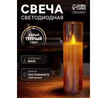 Светодиодная свеча «Золотистая», 20×5.5 см, от батареек AAx2, свечение тёплое белое
