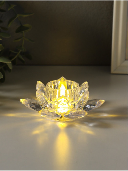 Светодиодная свеча LED - ночник RISALUX «В лотосе», 3×LR1130, прозрачный, 10.5×10.5×4.5 см