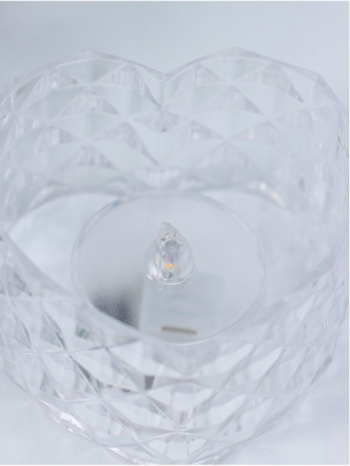 Светодиодная свеча LED - ночник RISALUX «В сердце», от батареек 3×LR1130, прозрачный, 6.7×6.5×3.8 см