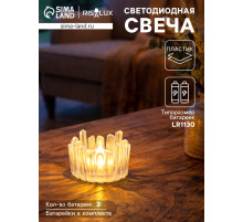 Светодиодная свеча LED - ночник RISALUX «Снежная королева», от батареек 3×LR1130, прозрачный, 5.5×5.5×5 см
