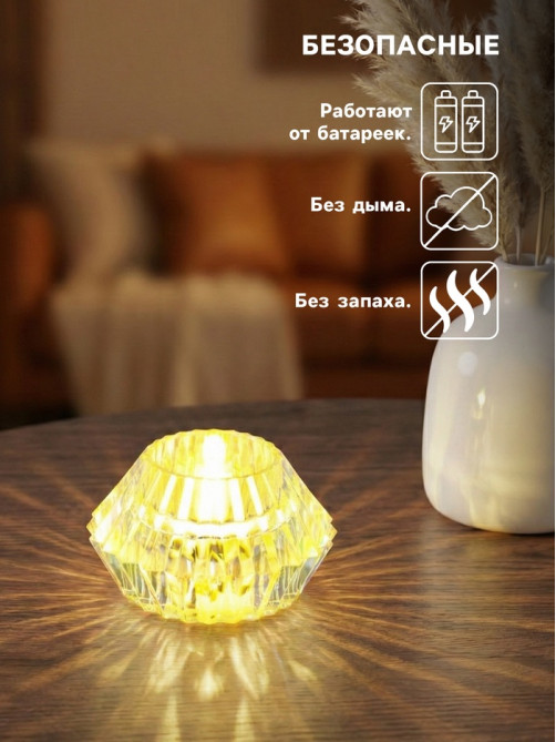 Светодиодная свеча LED - ночник RISALUX «В чаше», от батареек 3×LR1130, прозрачный, 6×6×4 см