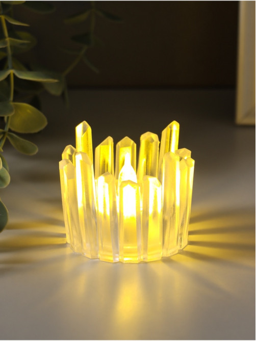 Светодиодная свеча LED - ночник RISALUX «Снежная королева», от батареек 3×LR1130, прозрачный, 5.5×5.5×5 см