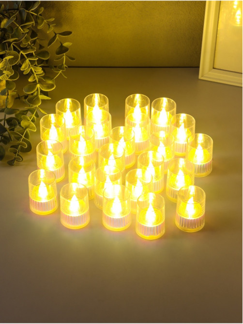 Светодиодная свеча LED - ночник RISALUX «Полосы», 3×LR1130, прозрачный, перламутр, 3.7×3.7×4.5 см