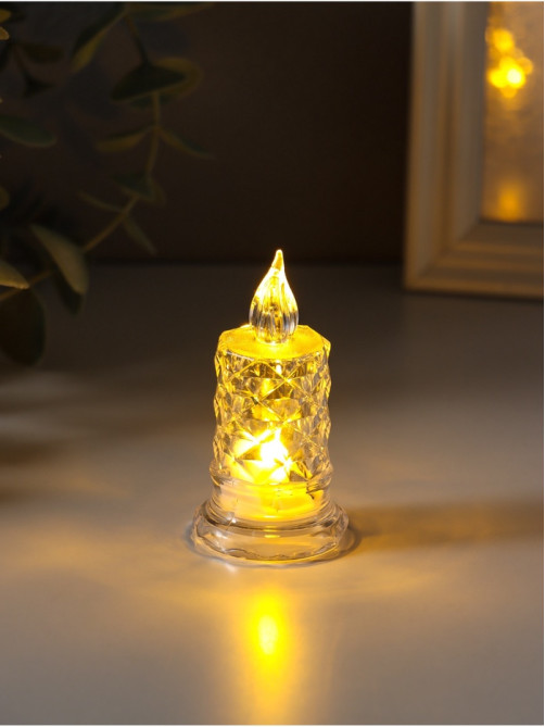Светодиодная свеча LED - ночник RISALUX «С подтёками, грани», 3×LR41, прозрачный, 3.5×3.5×7 см