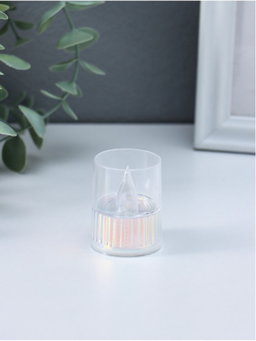 Светодиодная свеча LED - ночник RISALUX «Полосы», 3×LR1130, прозрачный, перламутр, 3.7×3.7×4.5 см
