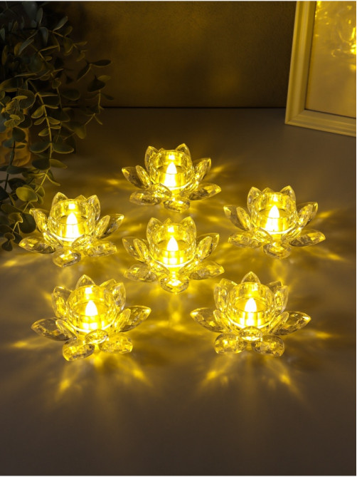 Светодиодная свеча LED - ночник RISALUX «В лотосе», 3×LR1130, прозрачный, 10.5×10.5×4.5 см