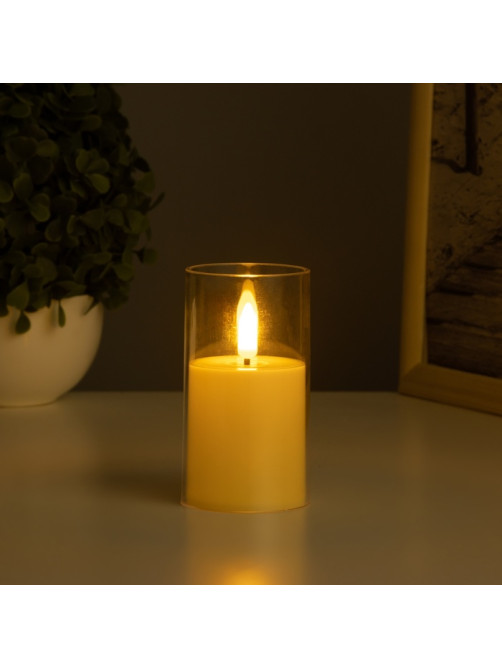 Светодиодная свеча, ночник LED RISALUX «В стакане», 3×LR44, 5.7×5.7×10 см