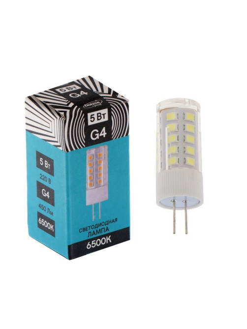 Лампа светодиодная Luazon Lighting G4, 220 В, 5 Вт, 450 Лм, 6500 K, 320°, пластик