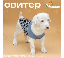 Свитер для животных «Волна», размер XL, ДС 34, ОШ 34, ОГ 32-51 см, голубой