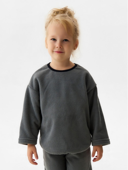 Свитшот детский флисовый MINAKU: Fleece Soft, серый, рост 98-104 см
