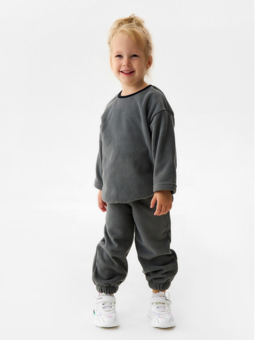 Свитшот детский флисовый MINAKU: Fleece Soft, серый, рост 98-104 см