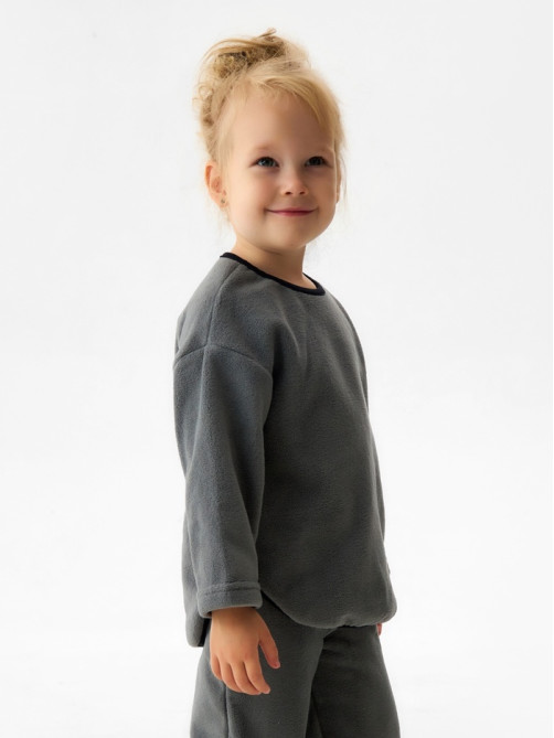 Свитшот детский флисовый MINAKU: Fleece Soft, серый, рост 104-110 см