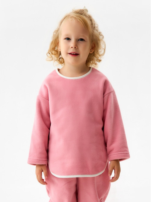 Свитшот для девочки флисовый MINAKU: Fleece Soft, розовый, рост 98-104 см