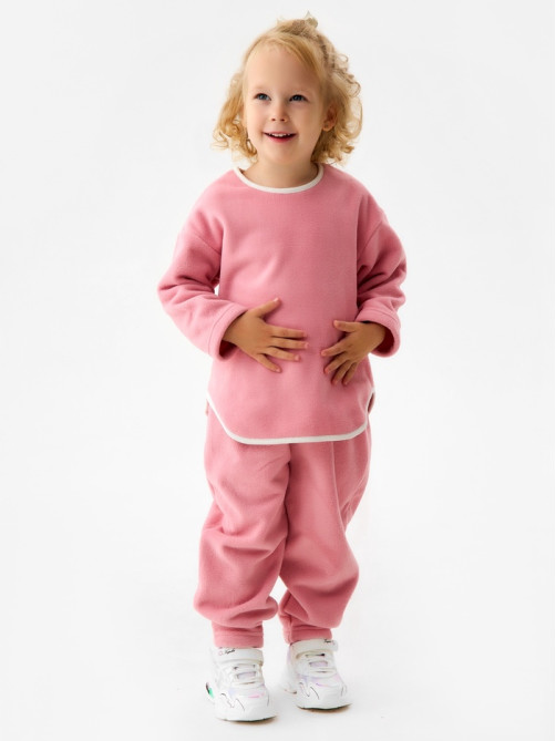 Свитшот для девочки флисовый MINAKU: Fleece Soft, розовый, рост 92-98 см