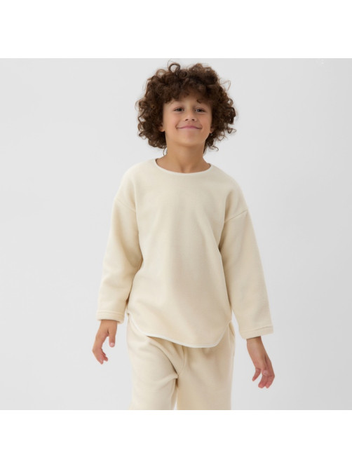 Свитшот детский флисовый MINAKU: Fleece Soft, бежевый, рост 128-134 см