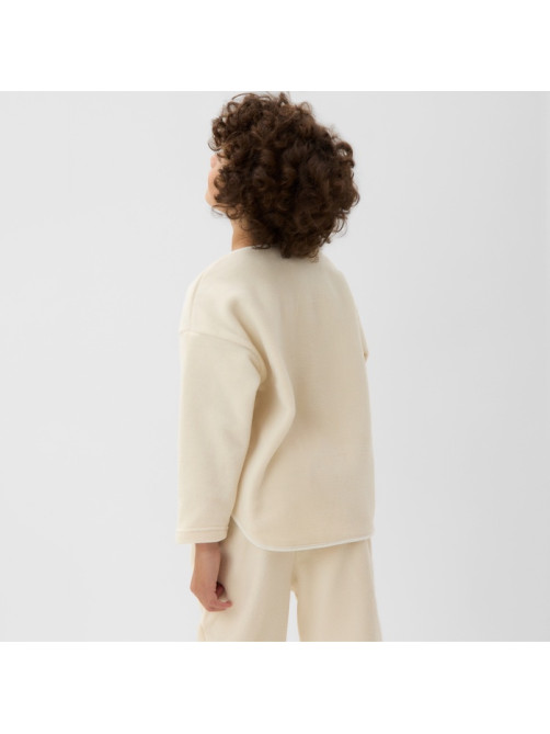 Свитшот детский флисовый MINAKU: Fleece Soft, бежевый, рост 110-116 см