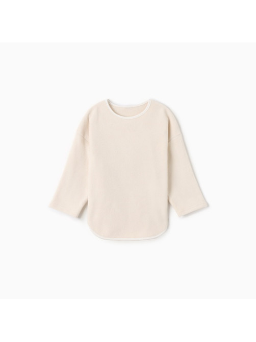Свитшот детский флисовый MINAKU: Fleece Soft, бежевый, рост 122-128 см
