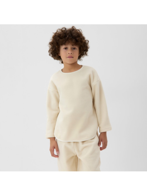 Свитшот детский флисовый MINAKU: Fleece Soft, бежевый, рост 110-116 см