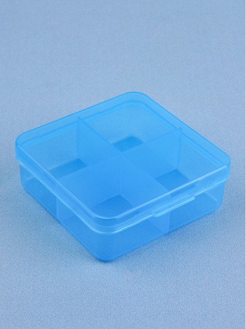 Таблетница, 7×6.7×2.4 см, 4 секции, цвет синий