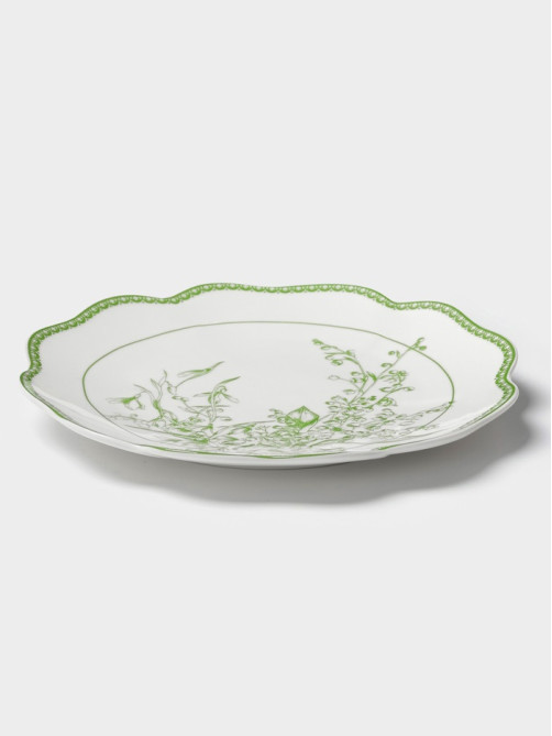 Тарелка десертная WY Bloomware. d=20 см, фарфор, белая, зелёная
