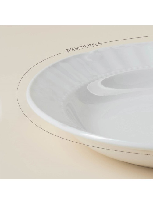 Тарелки SL Home «Винтаж фрэнч», d=22.5 см, набор 2 шт., фарфор, белые