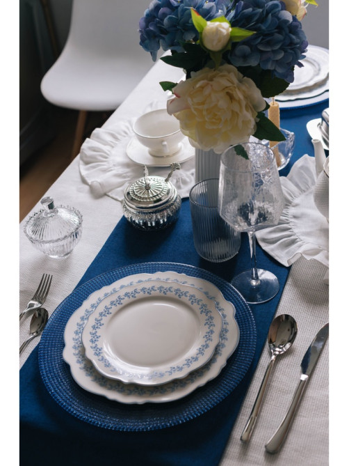 Тарелка WY Royal blue, d=26.5 см, фарфор, белая