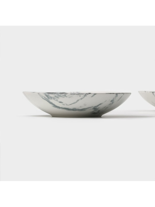 Тарелки глубокие Magistro Real Marble, 800 мл, 21×4.7 см, набор 2 шт., фарфор, белые