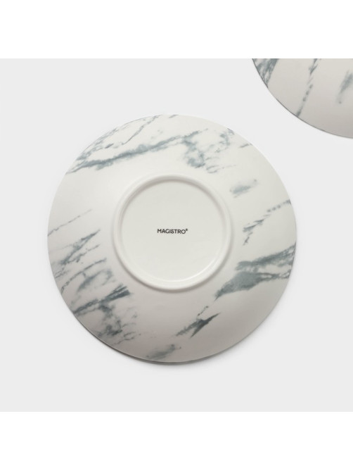 Тарелки глубокие Magistro Real Marble, 800 мл, 21×4.7 см, набор 2 шт., фарфор, белые