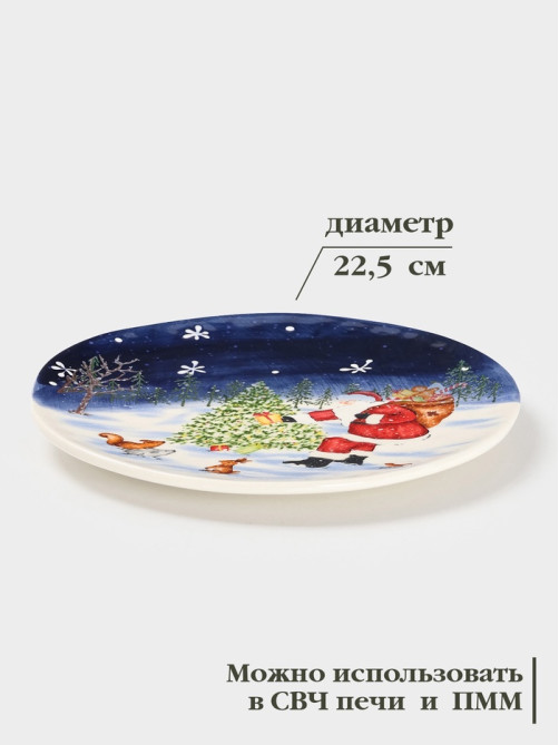 Тарелка Доляна «Новогодняя ночь», d=22.5 см, керамика, разноцветная