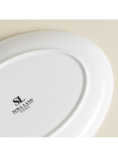 Тарелка для подачи SL Home «Каскарон», 25.4×18.5×2.5 см, овальная, костяной фарфор, белая