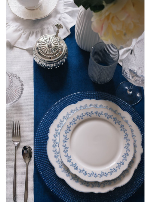 Тарелка WY Royal blue, d=20 см, фарфор, белая