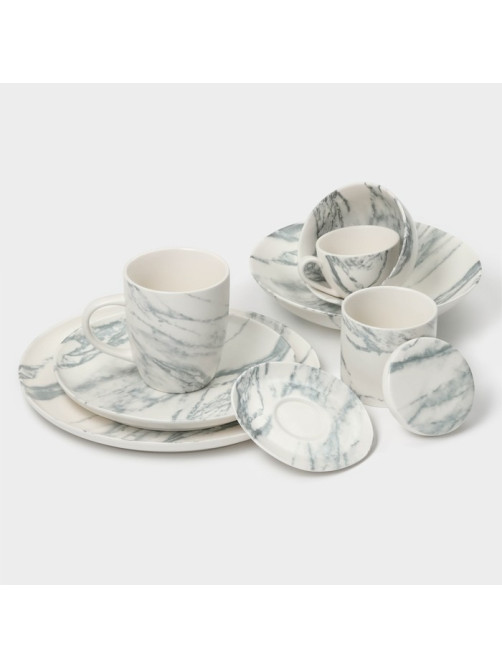 Тарелки Magistro Real Marble, d=26 см, набор 2 шт., фарфор, белые