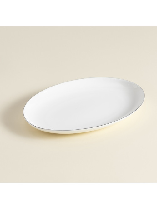 Тарелка для подачи SL Home «Каскарон», 25.4×18.5×2.5 см, овальная, костяной фарфор, белая